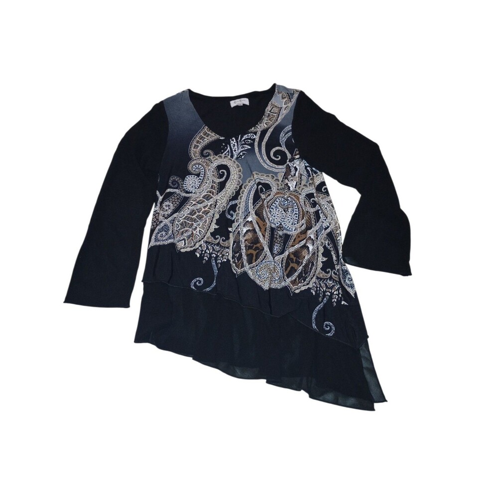 Cover Charge Asymmetric Paisley & Animal Print Tunic